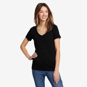 Eddie Bauer Favorite Short-Sleeve V-Neck T-Shirt Black Size Large